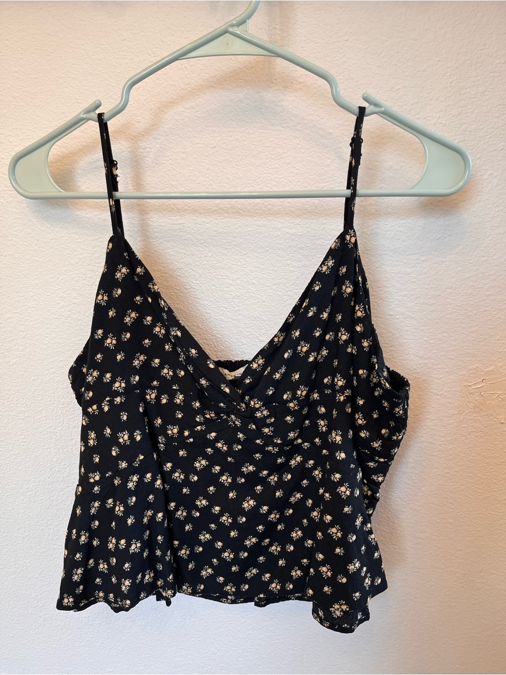 American Eagle Outfitters Black Floral Spaghetti-Strap Cami